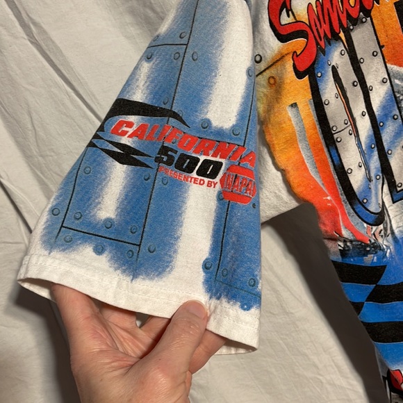 Vintage 90s T-shirt Large AOP California Speedway Racing Car 1997 NASCAR Allover - Picture 13 of 14